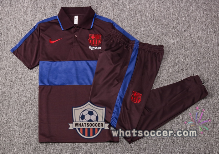 Training Polo Set FC Barcelona + Pants Marron Blue 2020-2021