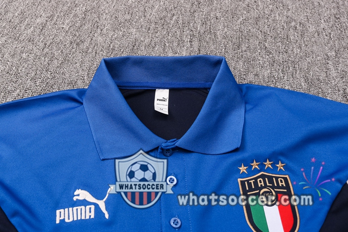 Training Polo Set Italy + Pants Blue 2020-2021