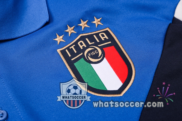 Training Polo Set Italy + Pants Blue 2020-2021