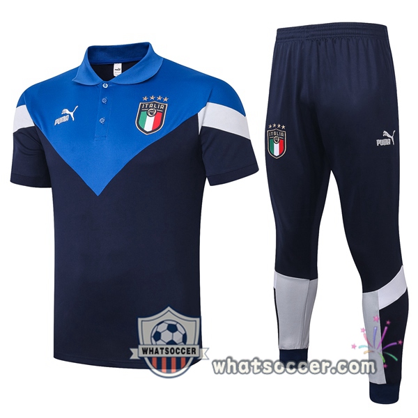 Training Polo Set Italy + Pants Blue 2020-2021