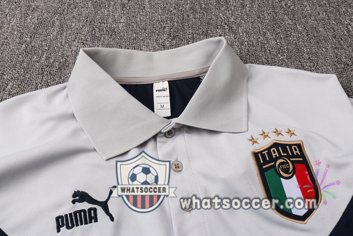 Training Polo Set Italy + Pants Gray White 2020-2021