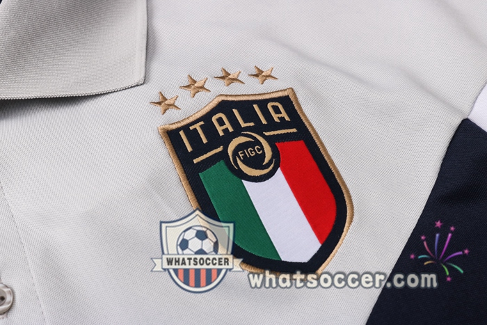 Training Polo Set Italy + Pants Gray White 2020-2021