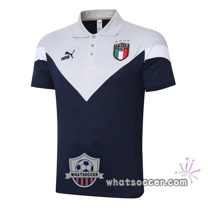Training Polo Set Italy + Pants Gray White 2020-2021