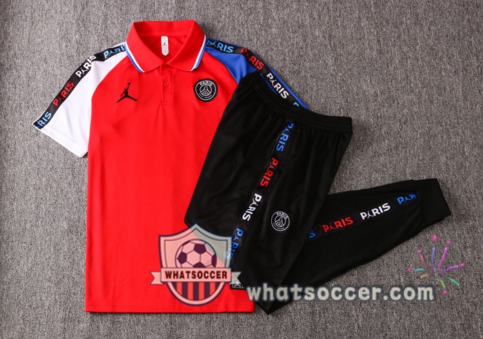 Training Polo Set JORDAN Paris PSG + Pants Red White Blue 2020-2021
