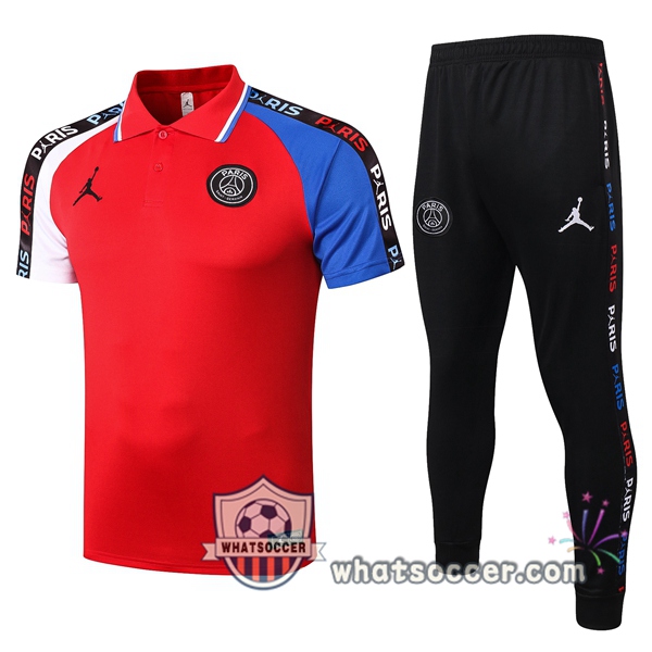 Training Polo Set JORDAN Paris PSG + Pants Red White Blue 2020-2021