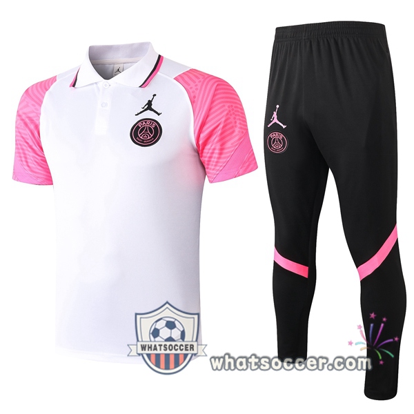 Training Polo Set JORDAN Paris PSG + Pants White Rose 2020-2021