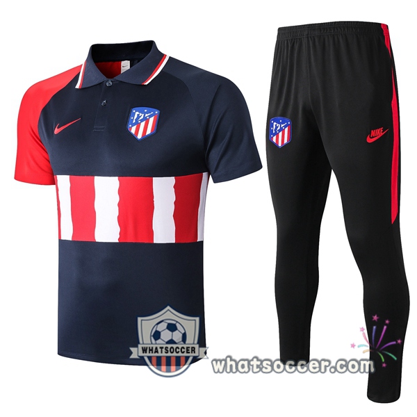 Training Polo Set Atletico Madrid + Pants Blue Royal Rose 2020-2021