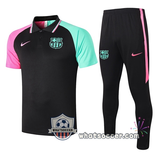Training Polo Set Atletico Madrid + Pants Black Rose Green 2020-2021