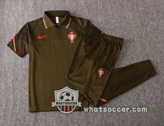 Training Polo Set Portugal + Pants Marron 2020-2021