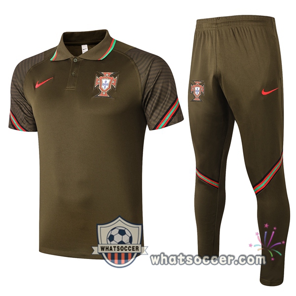Training Polo Set Portugal + Pants Marron 2020-2021