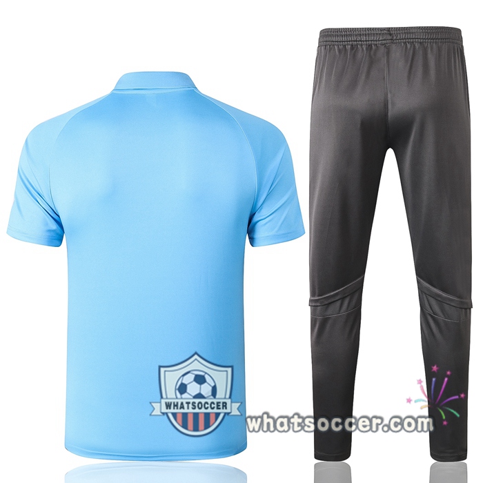 Training Polo Set Real Madrid + Pants Light Blue 2020-2021