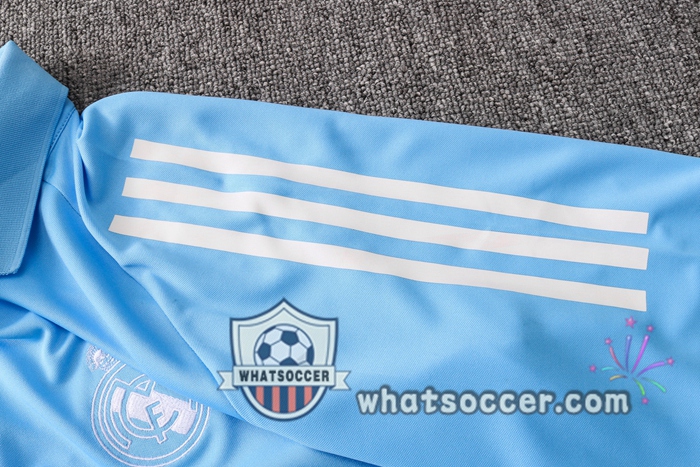 Training Polo Set Real Madrid + Pants Light Blue 2020-2021