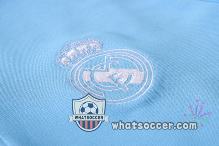Training Polo Set Real Madrid + Pants Light Blue 2020-2021