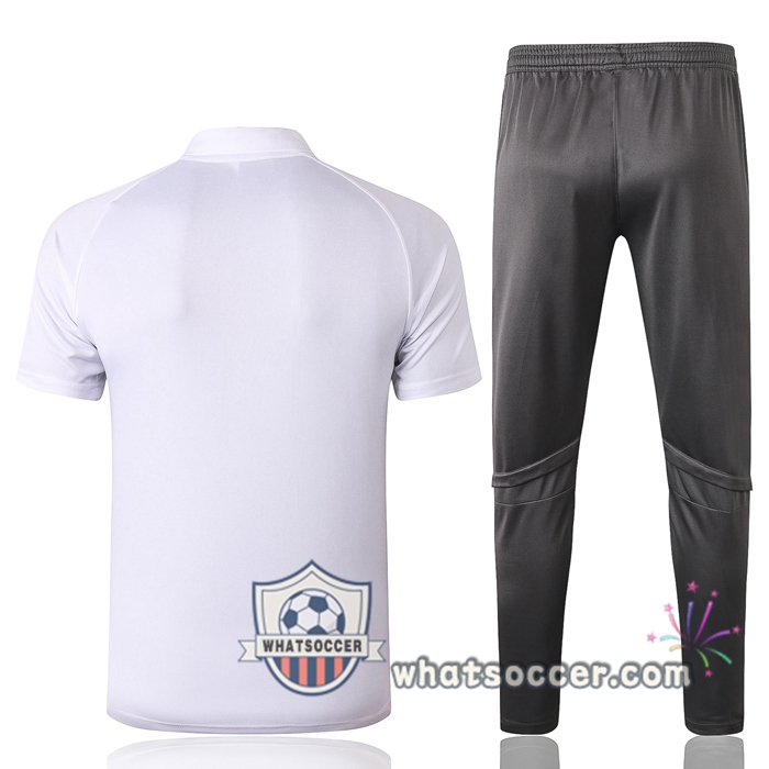 Training Polo Set Real Madrid + Pants White 2020-2021