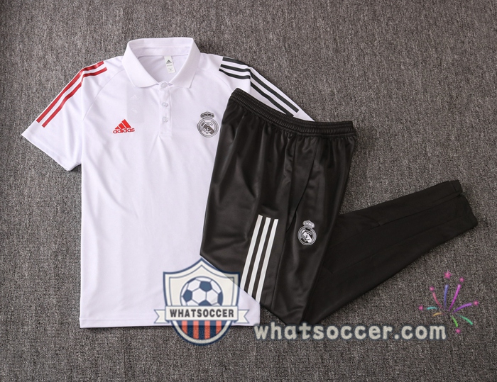 Training Polo Set Real Madrid + Pants White 2020-2021