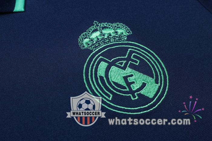 Training Polo Set Real Madrid + Pants Blue Green 2020-2021