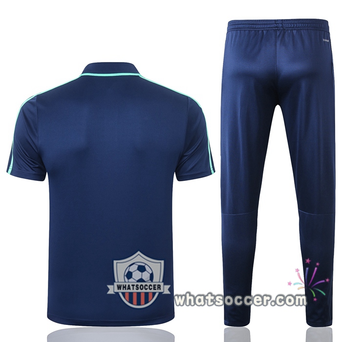 Training Polo Set Real Madrid + Pants Blue Green 2020-2021