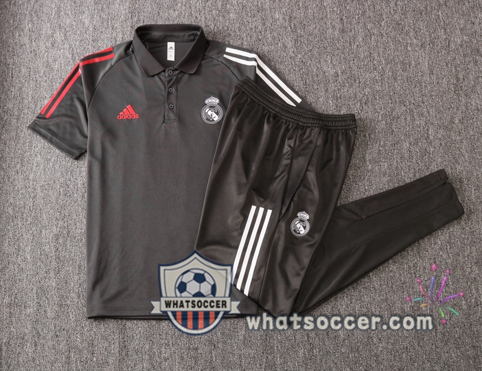 Training Polo Set Real Madrid + Pants Dark Gray 2020-2021