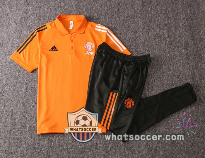 Training Polo Set Manchester United + Pants Orange 2020-2021