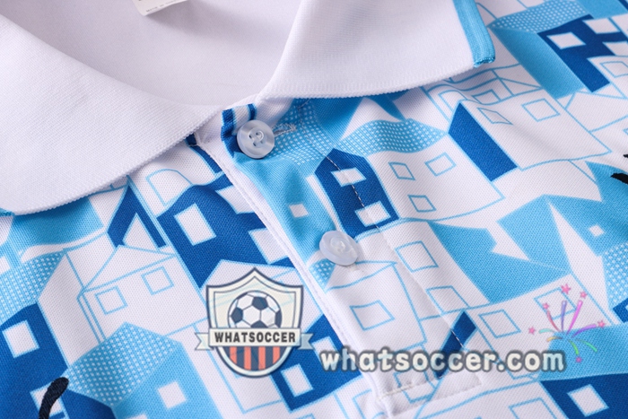 Training Polo Set Olympique de Marseille + Pants White Blue 2020-2021