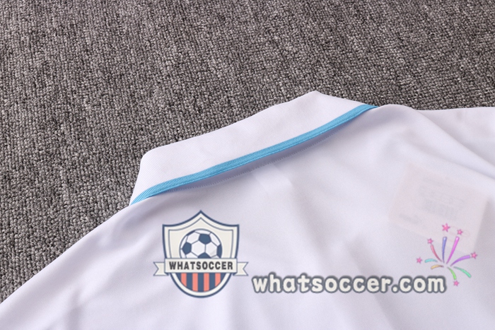 Training Polo Set Olympique de Marseille + Pants White Blue 2020-2021