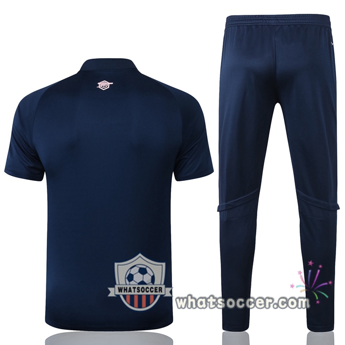 Training Polo Set Arsenal + Pants Blue Royal 2020-2021