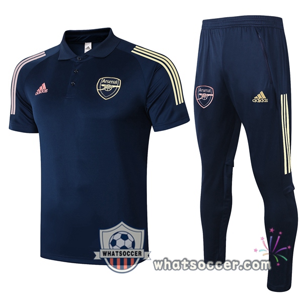 Training Polo Set Arsenal + Pants Blue Royal 2020-2021