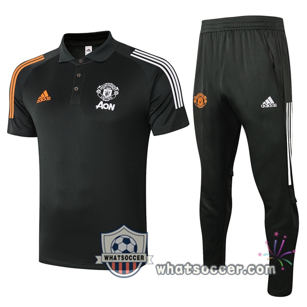 Training Polo Set Manchester United + Pants Dark Gray 2020-2021