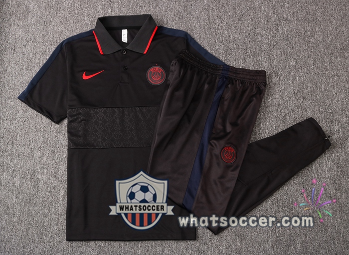 Training Polo Set Paris PSG + Pants Black Gray 2020-2021