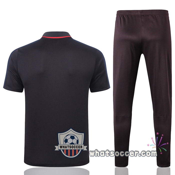 Training Polo Set Paris PSG + Pants Black Gray 2020-2021