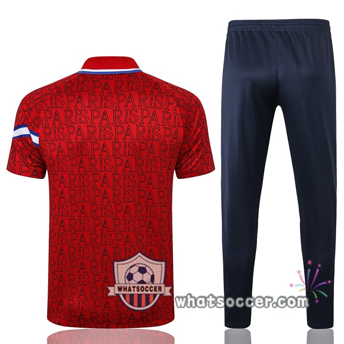 Training Polo Set Paris PSG + Pants Red 2020-2021