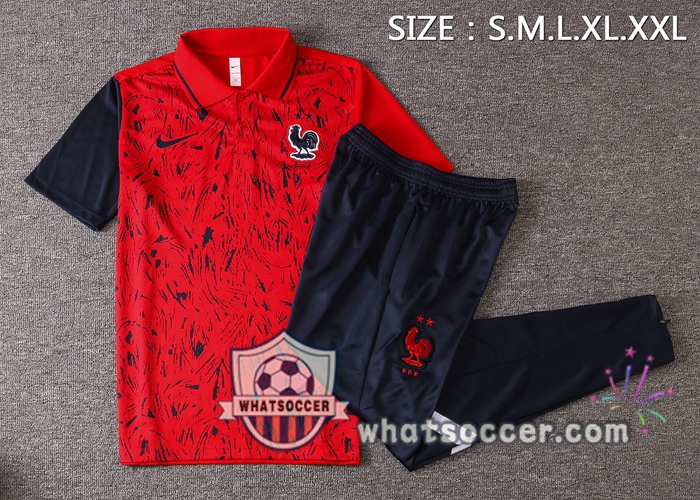 Training Polo Set France + Pants Red 2020-2021