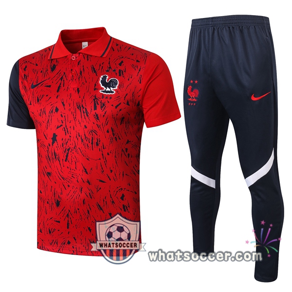 Training Polo Set France + Pants Red 2020-2021