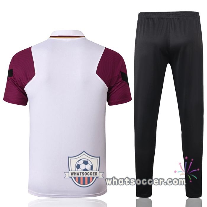 Training Polo Set Paris PSG + Pants White Purple 2020-2021