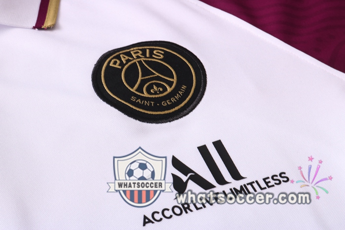 Training Polo Set Paris PSG + Pants White Purple 2020-2021