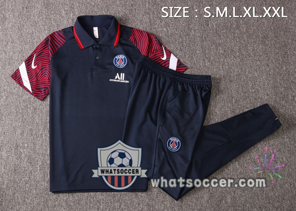 Training Polo Set Paris PSG + Pants Blue Royal 2020-2021