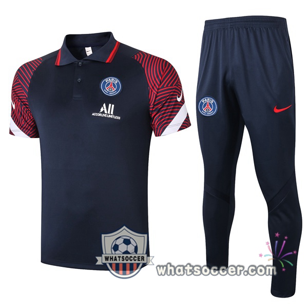 Training Polo Set Paris PSG + Pants Blue Royal 2020-2021