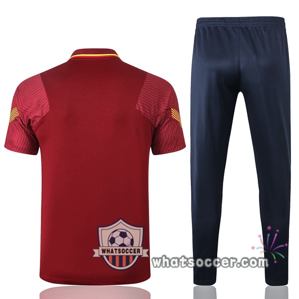 Training Polo Set FC Barcelona + Pants Red 2020-2021