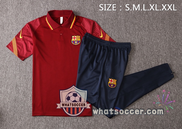 Training Polo Set FC Barcelona + Pants Red 2020-2021
