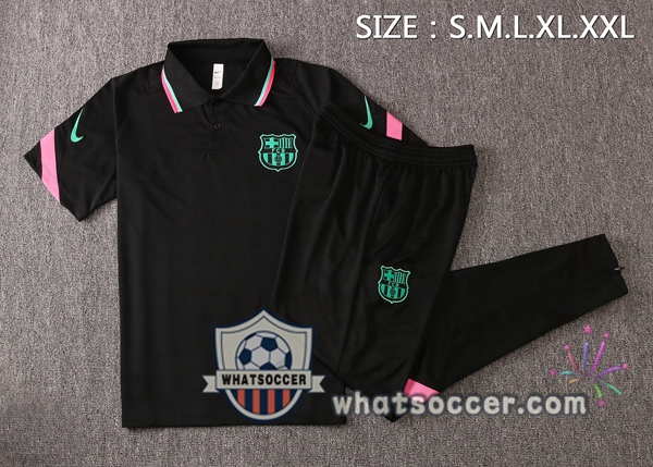 Training Polo Set FC Barcelona + Pants Black Rose 2020-2021