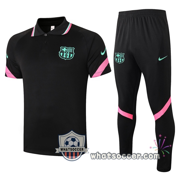 Training Polo Set FC Barcelona + Pants Black Rose 2020-2021