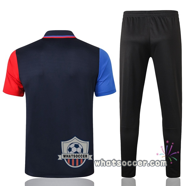 Training Polo Set FC Barcelona + Pants Blue Royal Red 2020-2021