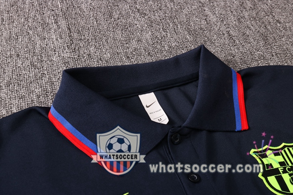 Training Polo Set FC Barcelona + Pants Blue Royal Red 2020-2021