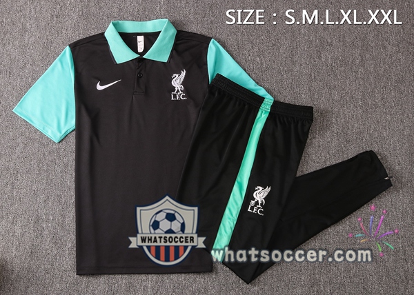 Training Polo Set FC Liverpool + Pants Black Green 2020-2021