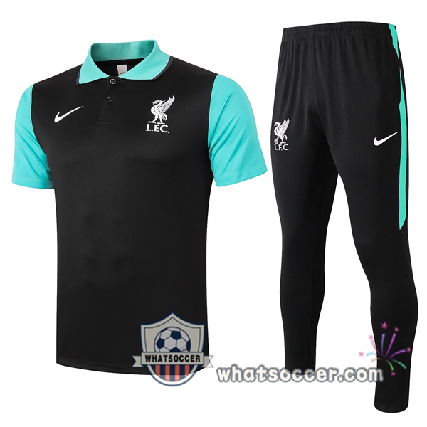 Training Polo Set FC Liverpool + Pants Black Green 2020-2021