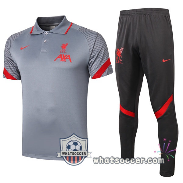 Training Polo Set FC Liverpool + Pants Light Gray 2020-2021