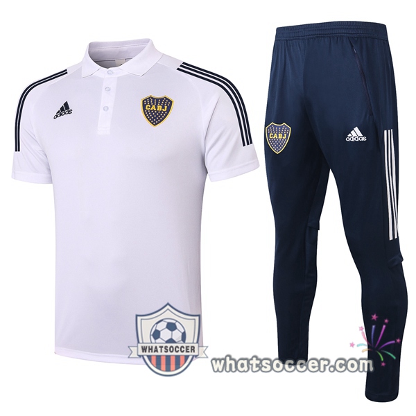Training Polo Set Boca Juniors + Pants White 2020-2021