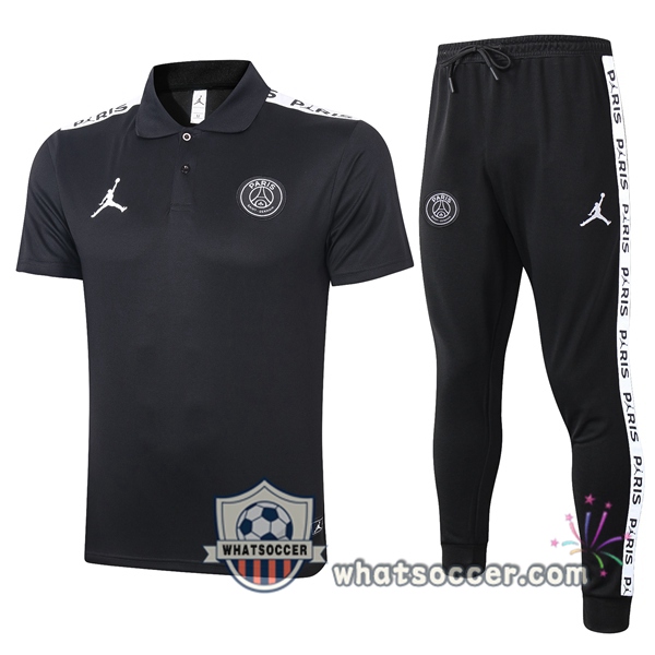 Training Polo Set Paris PSG Jordan + Pants Black 2020-2021