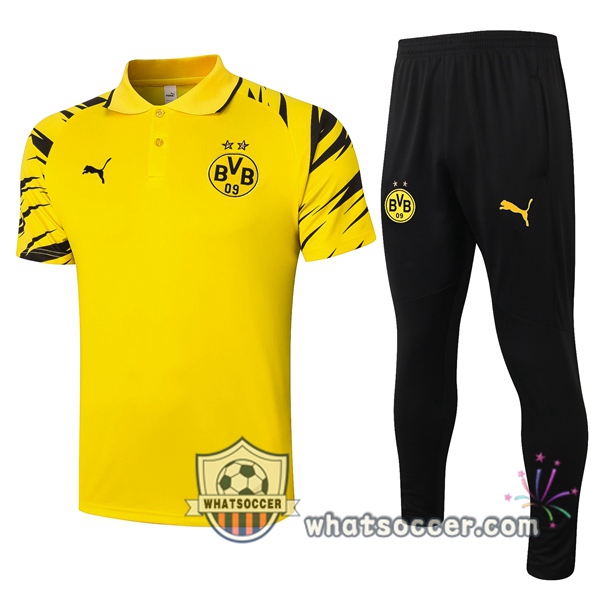 Training Polo Set Dortmund BVB + Pants Yellow Black 2020-2021