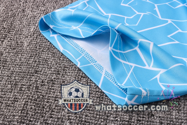 Training Polo Set Manchester City + Pants White Blue 2020-2021